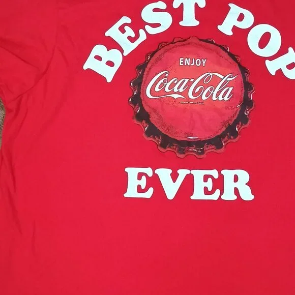 Coca-Cola T Shirt Mens XL 46/48 Red Best Pop Ever Crewneck Graphic Retro Fathers - Picture 4 of 8